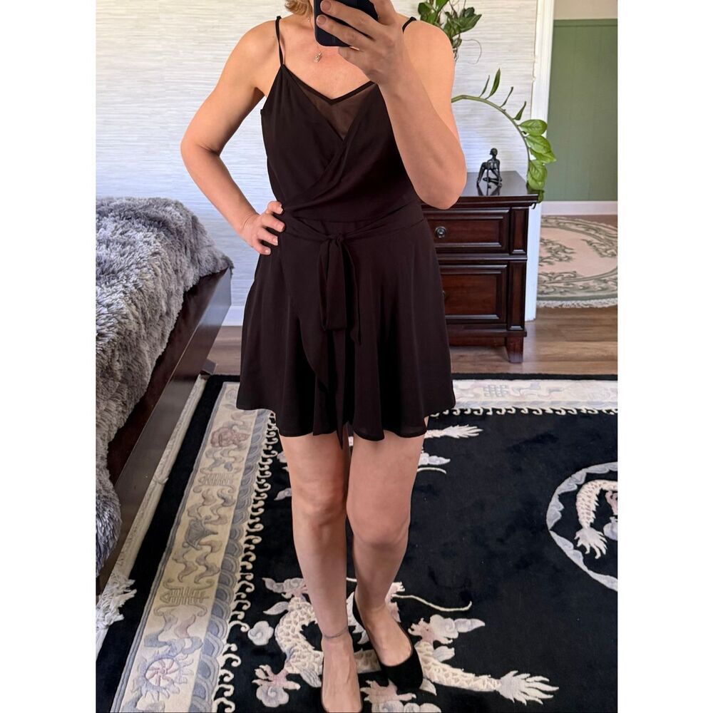 Express Black Wrap Romper Skort Adjustable Straps Size 6 - Picture 2 of 13